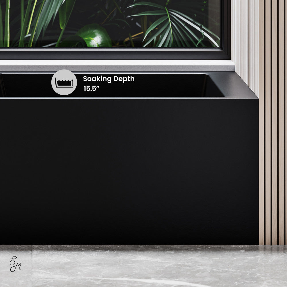 Swiss Madison Voltaire 54" x 30" Left-Hand Drain Alcove Bathtub with Apron in Matte Black