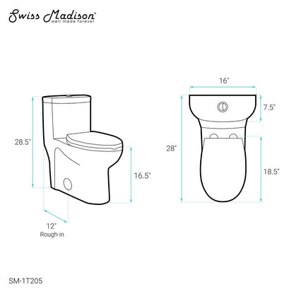 Swiss Madison Sublime One-Piece Elongated Toilet Dual-Flush 1.1/1.6 gpf