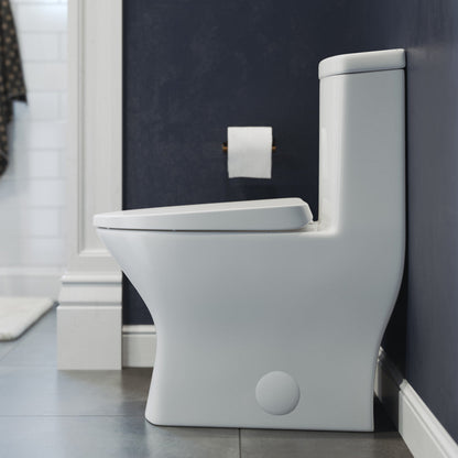 Swiss Madison Sublime II One-Piece 10" Rough-in 1.1/1.6 GPF Dual Top Flush Round Compact Toilet in Glossy White
