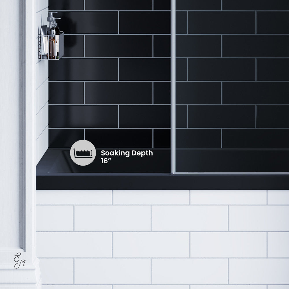 Swiss Madison Voltaire 48" x 32" Right-Hand Drain Alcove Bathtub in Matte Black