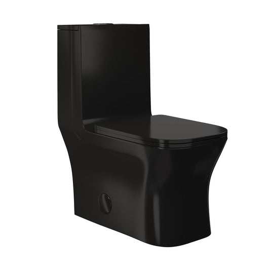 Swiss Madison Concorde One Piece Square Toilet Dual Flush in Glossy Black 1.1/1.6 gpf