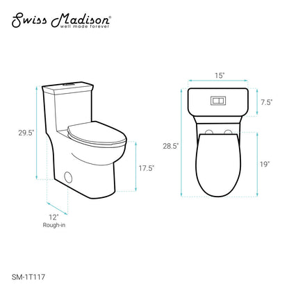 Swiss Madison Classe One-Piece 12" Rough-in 1.1/1.6 GPF Dual Top Flush Elongated Toilet in Glossy White