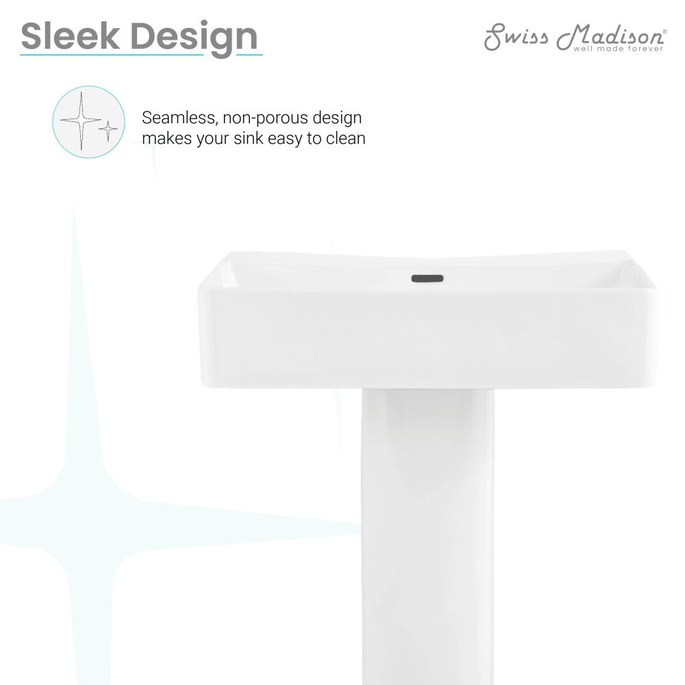 Swiss Madison Concorde Square Two-Piece Pedestal Sink