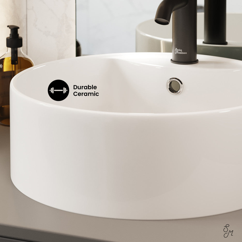 Swiss Madison Monaco Round Vessel Sink with Faucet Mount