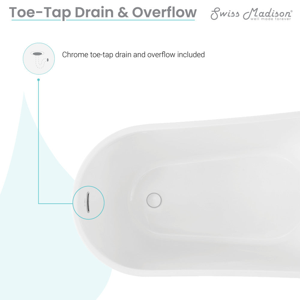 Swiss Madison Sublime 60" Single Slipper Freestanding Bathtub