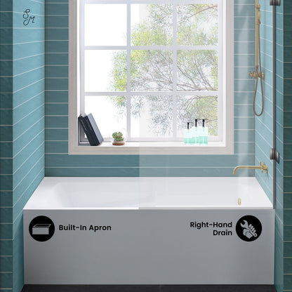 Swiss Madison Voltaire 60" x 32" Right-Hand Drain Alcove Bathtub with Apron and Armrest