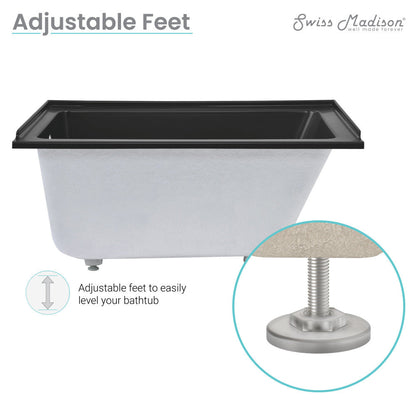 Swiss Madison Voltaire 48" x 32" Left-Hand Drain Alcove Bathtub in Matte Black