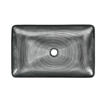 Swiss Madison Cascade Rectangular Glass Vessel Sink with Faucet, Smoky Grey