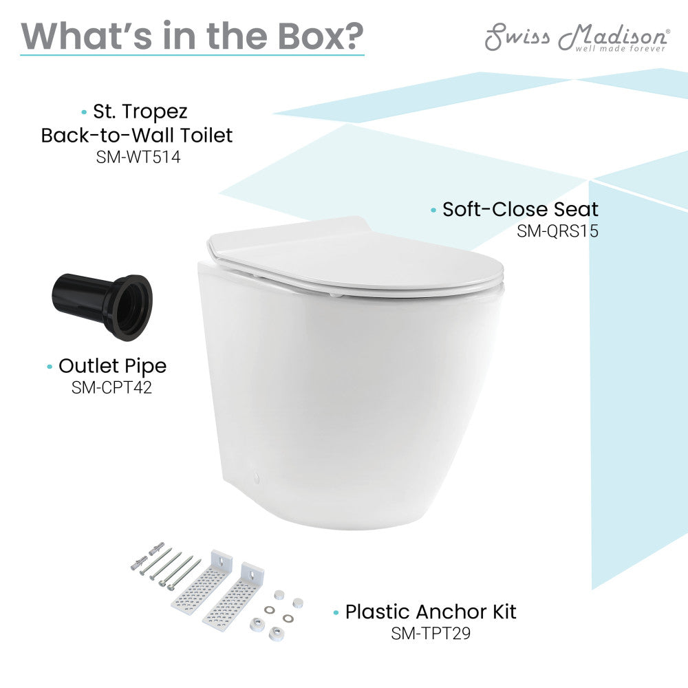Swiss Madison St. Tropez Back-to-Wall Elongated Toilet Bowl