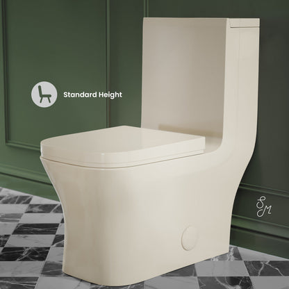 Swiss Madison Concorde One Piece Square Toilet Dual Flush 1.1/1.6 gpf in Bisque