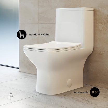 Swiss Madison Carre One-Piece Square Toilet Dual-Flush 1.1/1.6 gpf, Touchless