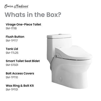 Swiss Madison Virage One-Piece Toilet with Vivante Smart Seat 1.1/1.6 gpf