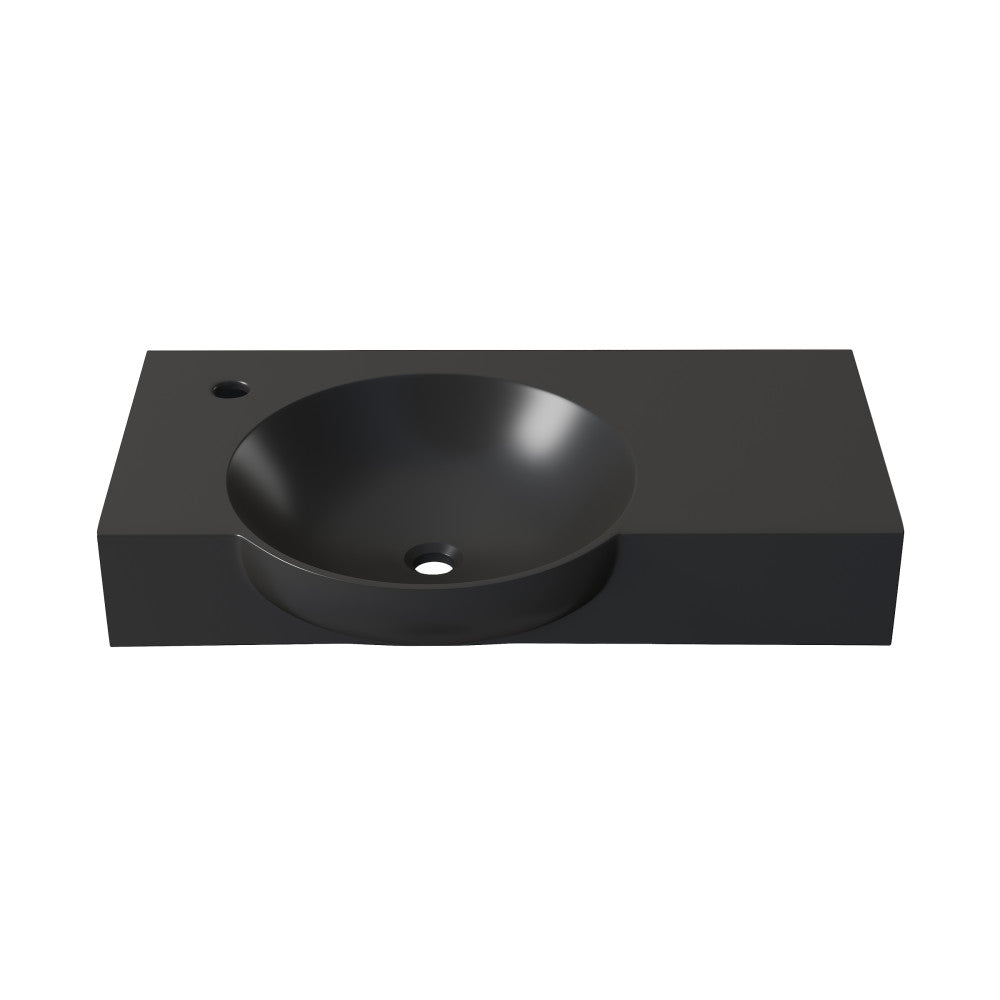 Swiss Madison Chateau 30" Left Side Faucet Wall-Mount Bathroom Sink in Matte Black
