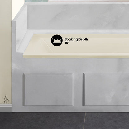 Swiss Madison Voltaire 60" x 30" Right-Hand Drain Alcove Bathtub in Bisque