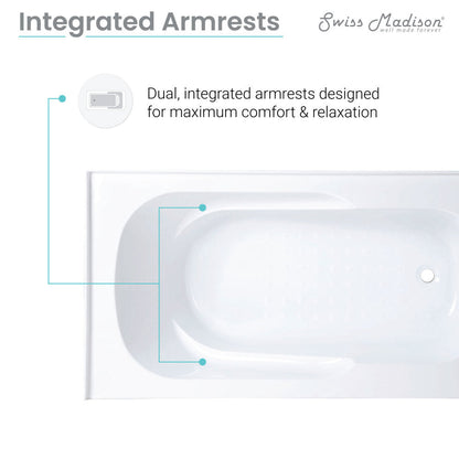 Swiss Madison Ivy 60" x 30" Right-Hand Drain Alcove Bathtub with Apron