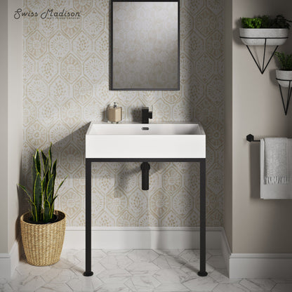 Swiss Madison Concorde 30" Rectangle Console Sink with Matte Black Legs