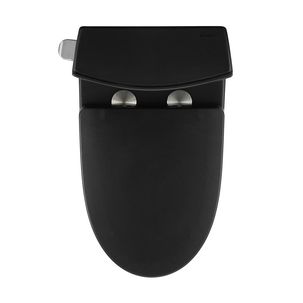 Swiss Madison St. Tropez One-Piece Elongated Toilet Left Side Vortex Flush Handle in Matte Black 1.28 gpf