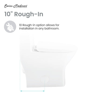 Swiss Madison Sublime II One-Piece Round Toilet with Left Side Flush, 10" Rough-In 1.28 gpf