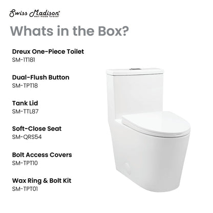 Swiss Madison Dreux One Piece Elongated Dual Flush Toilet with 0.95/1.26 GPF
