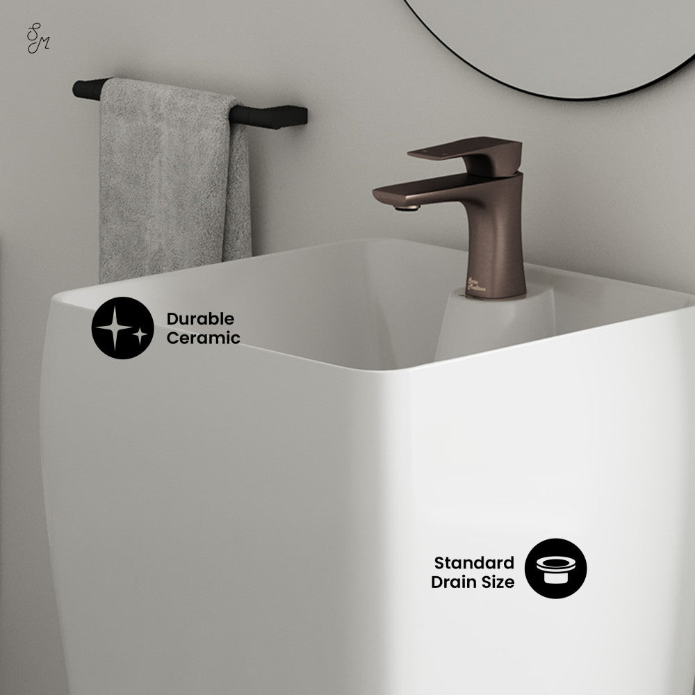 Swiss Madison Carre One Piece Pedestal Sink
