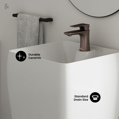 Swiss Madison Carre One Piece Pedestal Sink