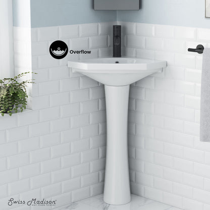Swiss Madison St.Tropez Corner Two-Piece Pedestal Sink