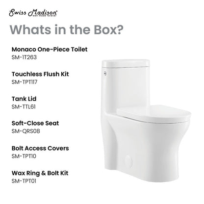 Swiss Madison Monaco One-Piece Elongated Toilet Dual-Flush 1.1/1.6 gpf, Touchless