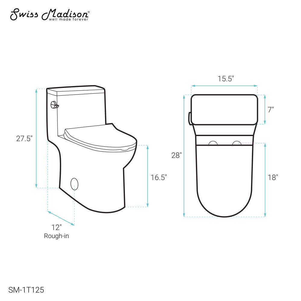 Swiss Madison Daxton One-Piece Elongated Left Side Flush Toilet 1.28 gpf