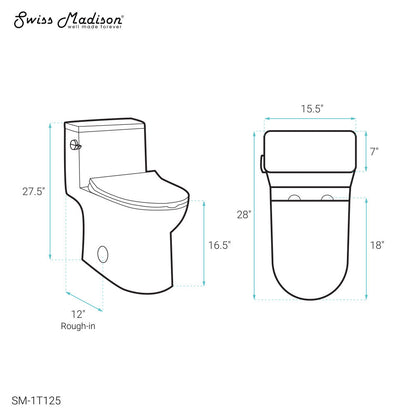Swiss Madison Daxton One-Piece Elongated Left Side Flush Toilet 1.28 gpf