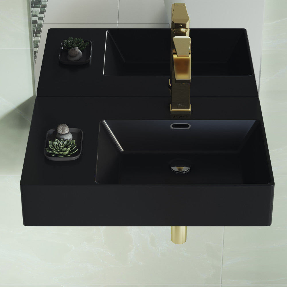 Swiss Madison St. Tropez 24 x 18 Ceramic Wall Hung Sink with Right Side Mount, Matte Black