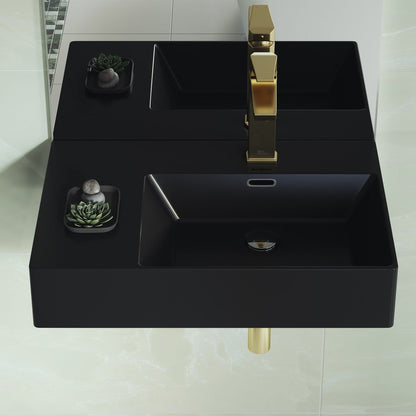 Swiss Madison St. Tropez 24 x 18 Ceramic Wall Hung Sink with Right Side Mount, Matte Black