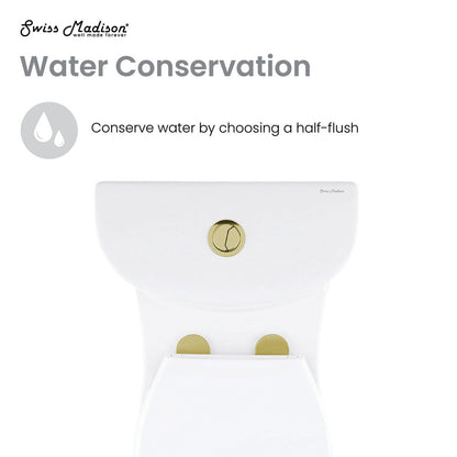 Swiss Madison Sublime One Piece Elongated Toilet Dual Flush, Brushed Gold Hardware 1.1/1.6 gpf