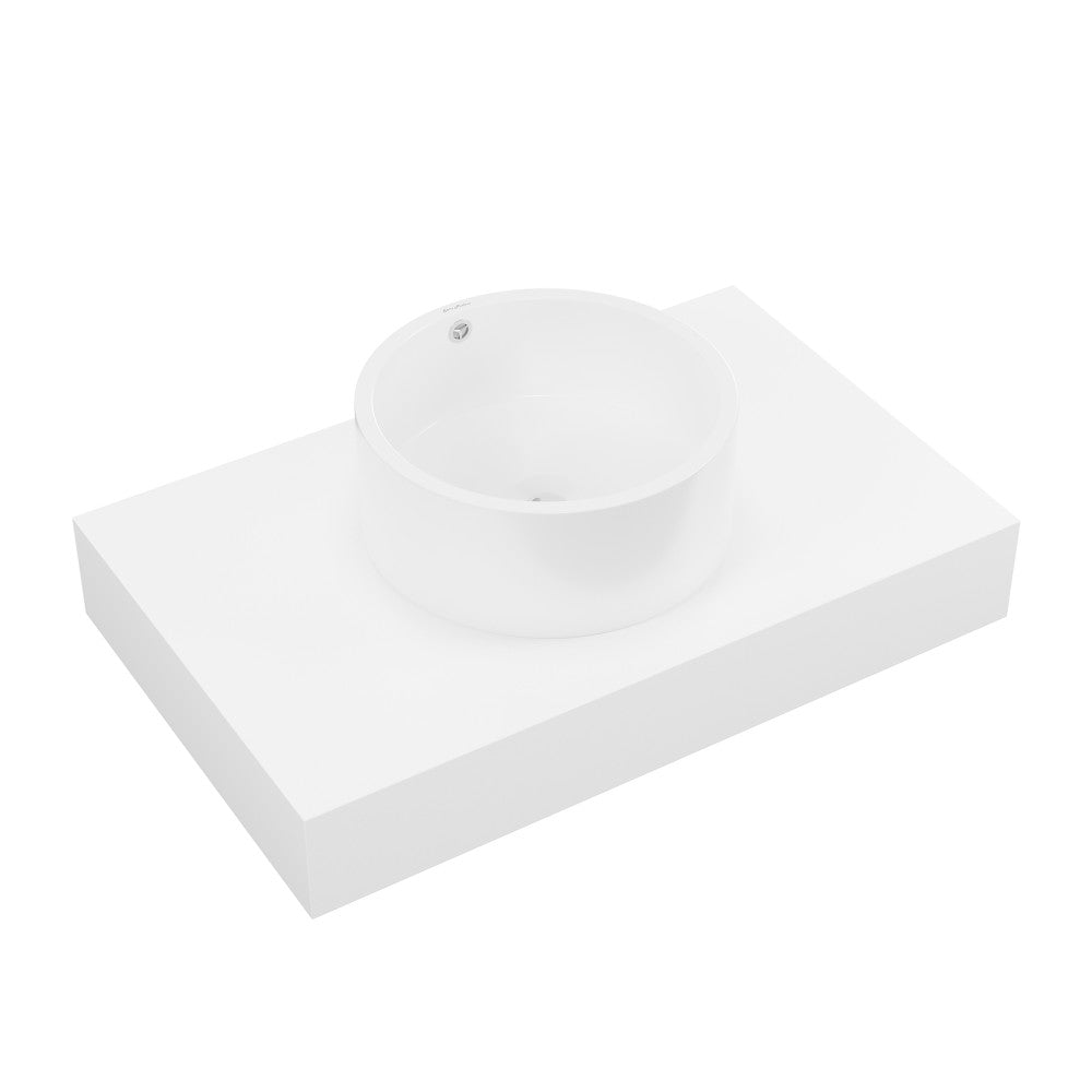 Swiss Madison Monaco 36" Floating Bathroom Shelf with Vessel Sink in Glossy White
