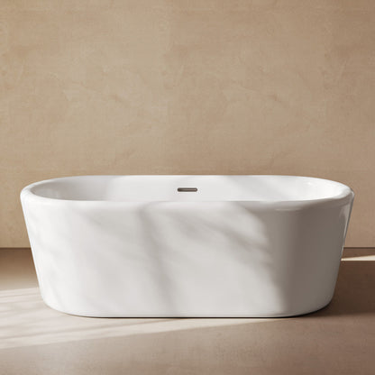 Swiss Madison Nanterre 68" Soaking Freestanding Bathtub in Glossy White, Drain Included