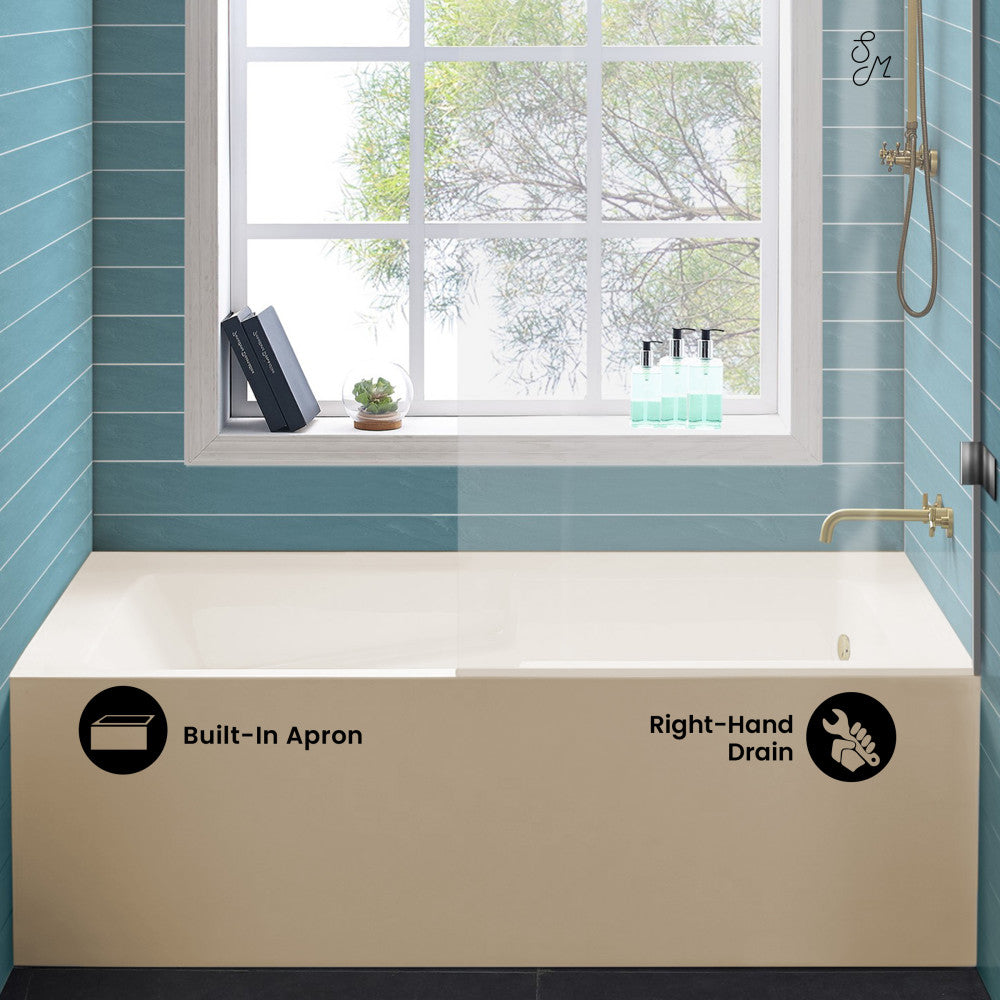 Swiss Madison Voltaire 60" x 32" Right-Hand Drain Alcove Bathtub with Apron in Bisque