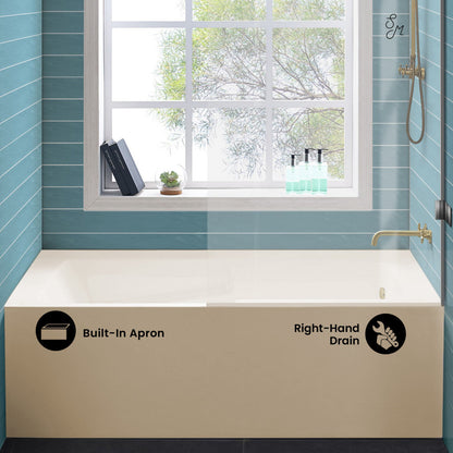 Swiss Madison Voltaire 60" x 32" Right-Hand Drain Alcove Bathtub with Apron in Bisque