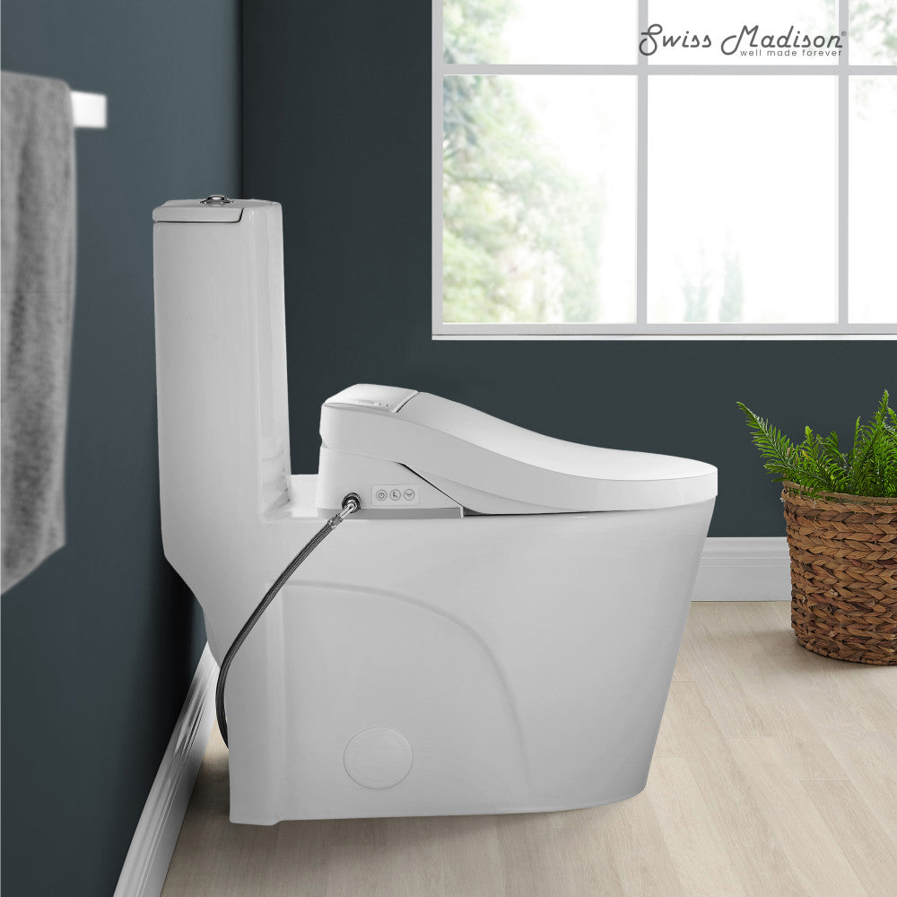 Swiss Madison St. Tropez One-Piece Elongated Toilet Vortex Dual-Flush 1.1/1.6 gpf with Smart Seat Bidet Option 2