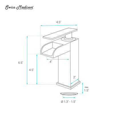 Swiss Madison Concorde Single Hole, Single-Handle, Waterfall Bathroom Faucet in Chrome