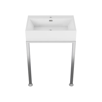 Swiss Madison Concorde 24" Rectangle Console Sink with Matte Silver Legs