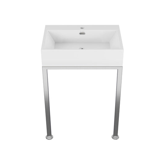 Swiss Madison Concorde 24" Rectangle Console Sink with Matte Silver Legs