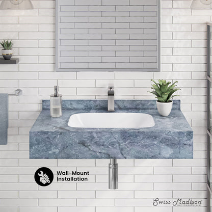 Swiss Madison Avancer 36'' Wall Mount Sink In Blue Celeste