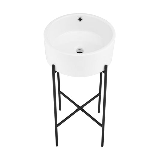 Swiss Madison Monaco 16.5" Round Console Sink, White Basin Matte Black Legs