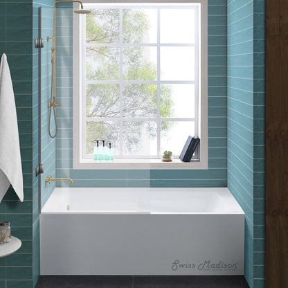Swiss Madison Voltaire 60" x 30" Left-Hand Drain Alcove Bathtub with Apron and Armrest