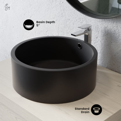 Swiss Madison Monaco 16.5” Round Vessel Sink in Matte Black