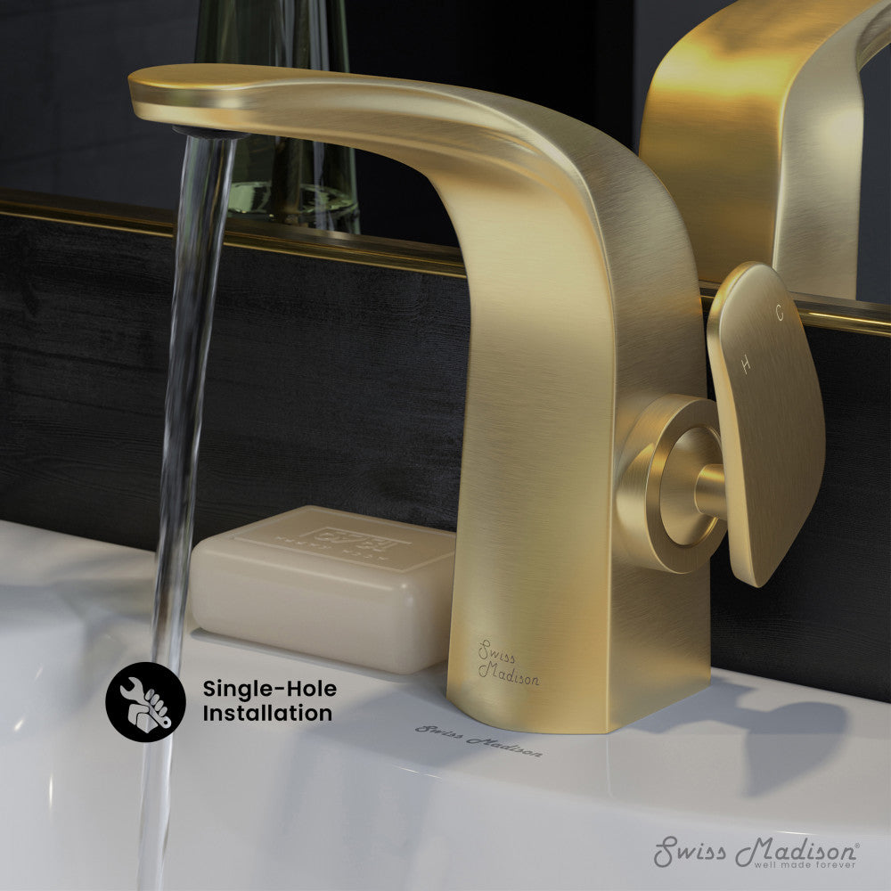 Swiss Madison Chateau Single Hole, Single-Handle, Bathroom Faucet in Brushed Gold
