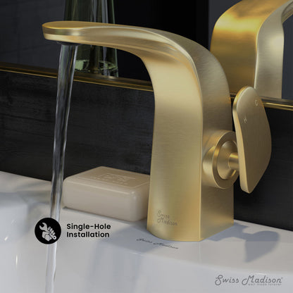 Swiss Madison Chateau Single Hole, Single-Handle, Bathroom Faucet in Brushed Gold