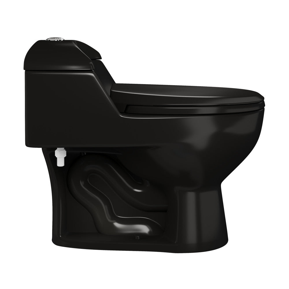 Swiss Madison Chateau One-Piece Elongated Toilet Dual-Flush in Glossy Black 1.1/1.6 gpf