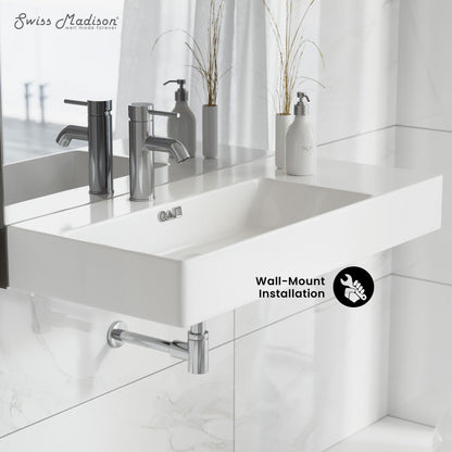 Swiss Madison St. Tropez 36" Rectangle Wall-Mounted Sink with Left Side Faucet Mount