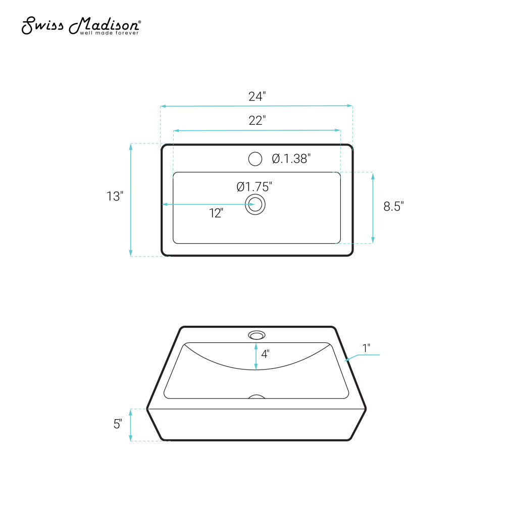 Swiss Madison Rennes 24" Vessel Sink