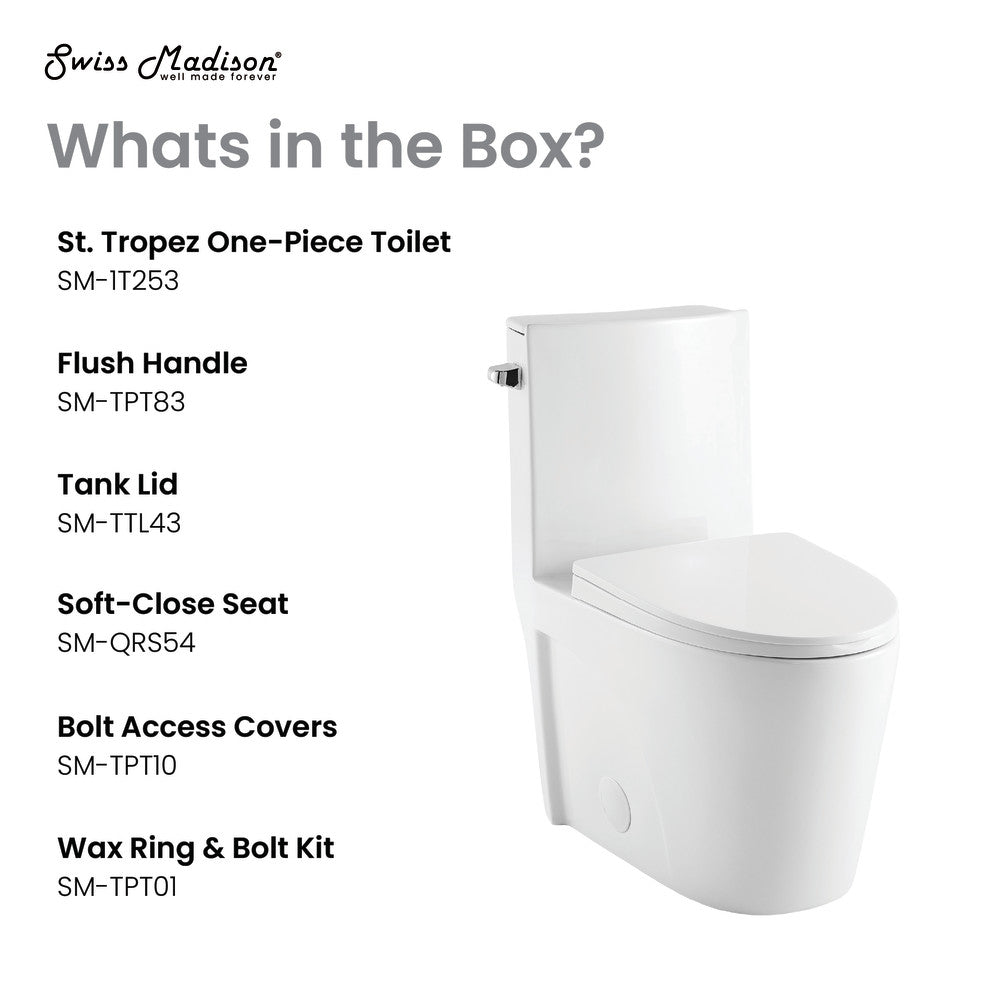 Swiss Madison St. Tropez One-Piece Elongated Toilet Side Flush 1.28 gpf